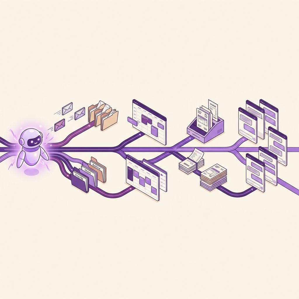 Connected automated workflow moving data between business systems