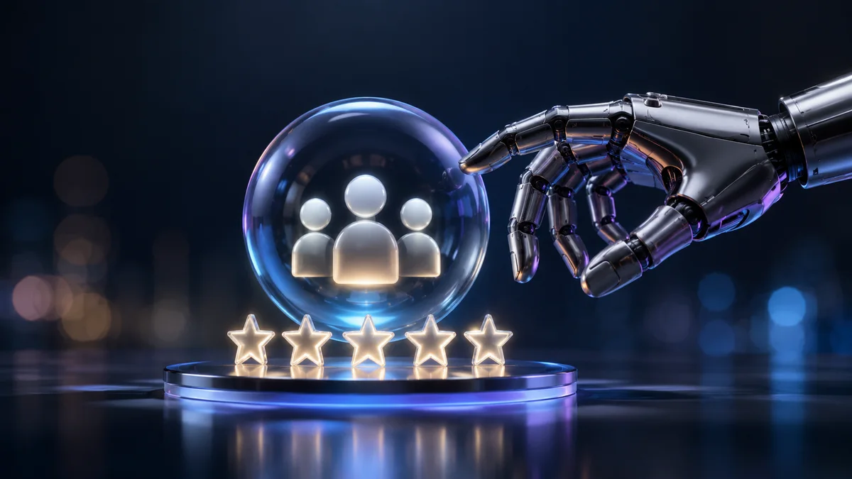 AI-powered customer retention dashboard showing satisfaction metrics, chat interfaces, and retention analytics connected by glowing purple neural pathways