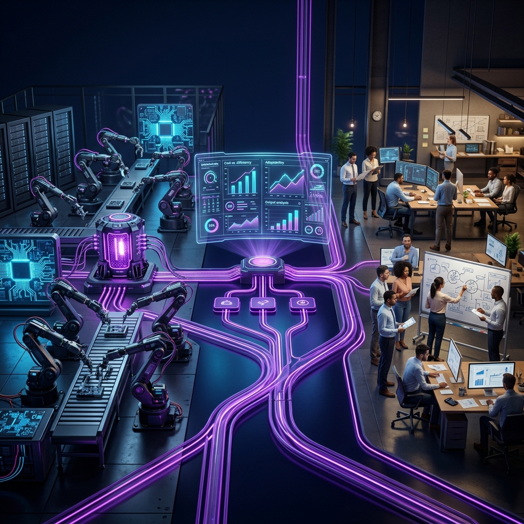 AI automation versus human hiring decision concept with holographic comparison