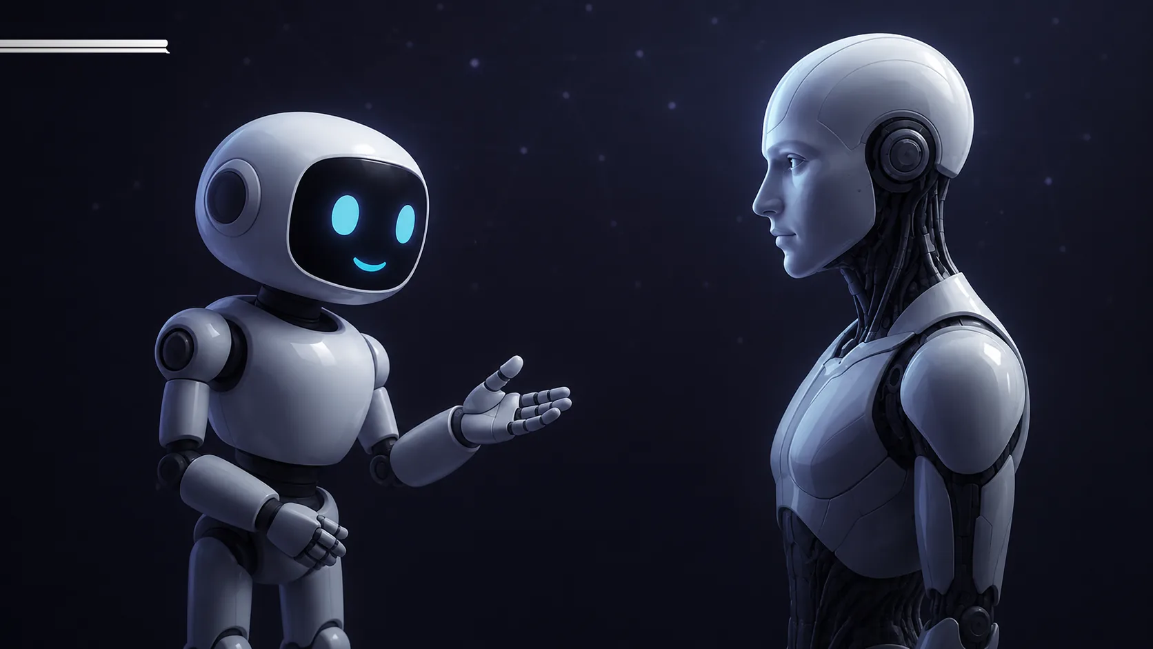 Chatbot robot faces an advanced humanoid AI
