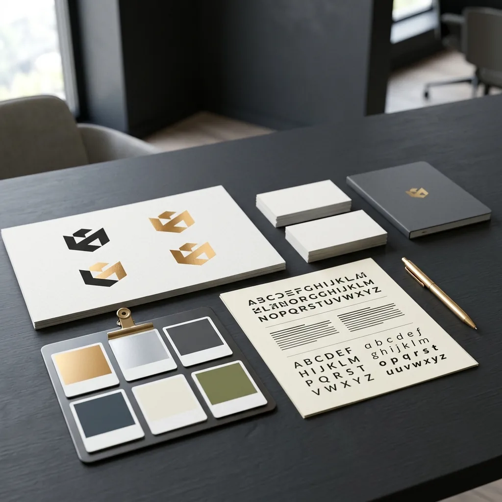 Brand identity design with logo, color palette, and typography