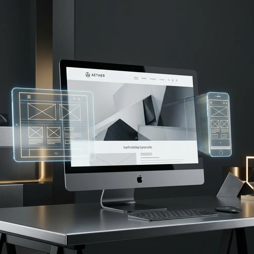 Premium responsive website displayed across desktop, tablet, and phone